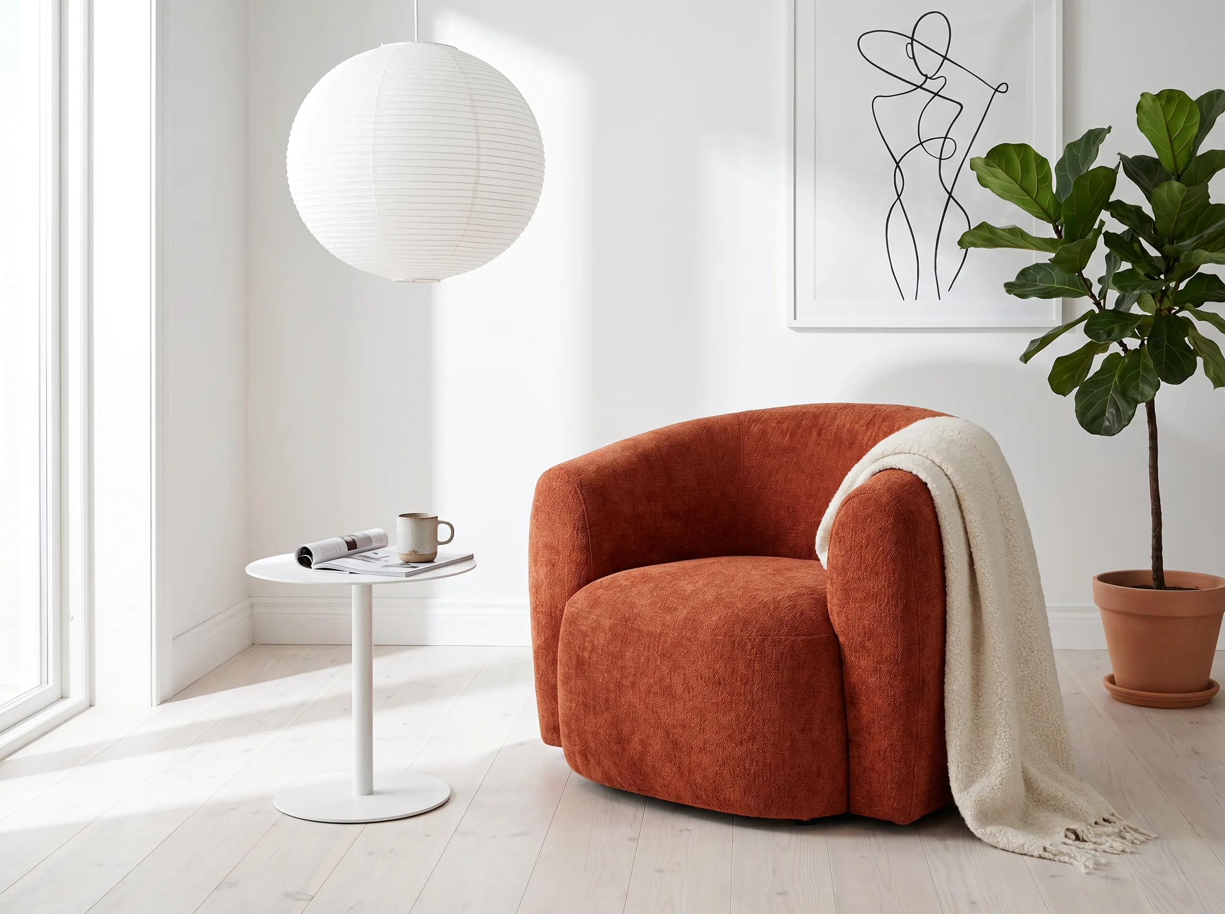 Bear Hug Chair styled in a Scandinavian interior