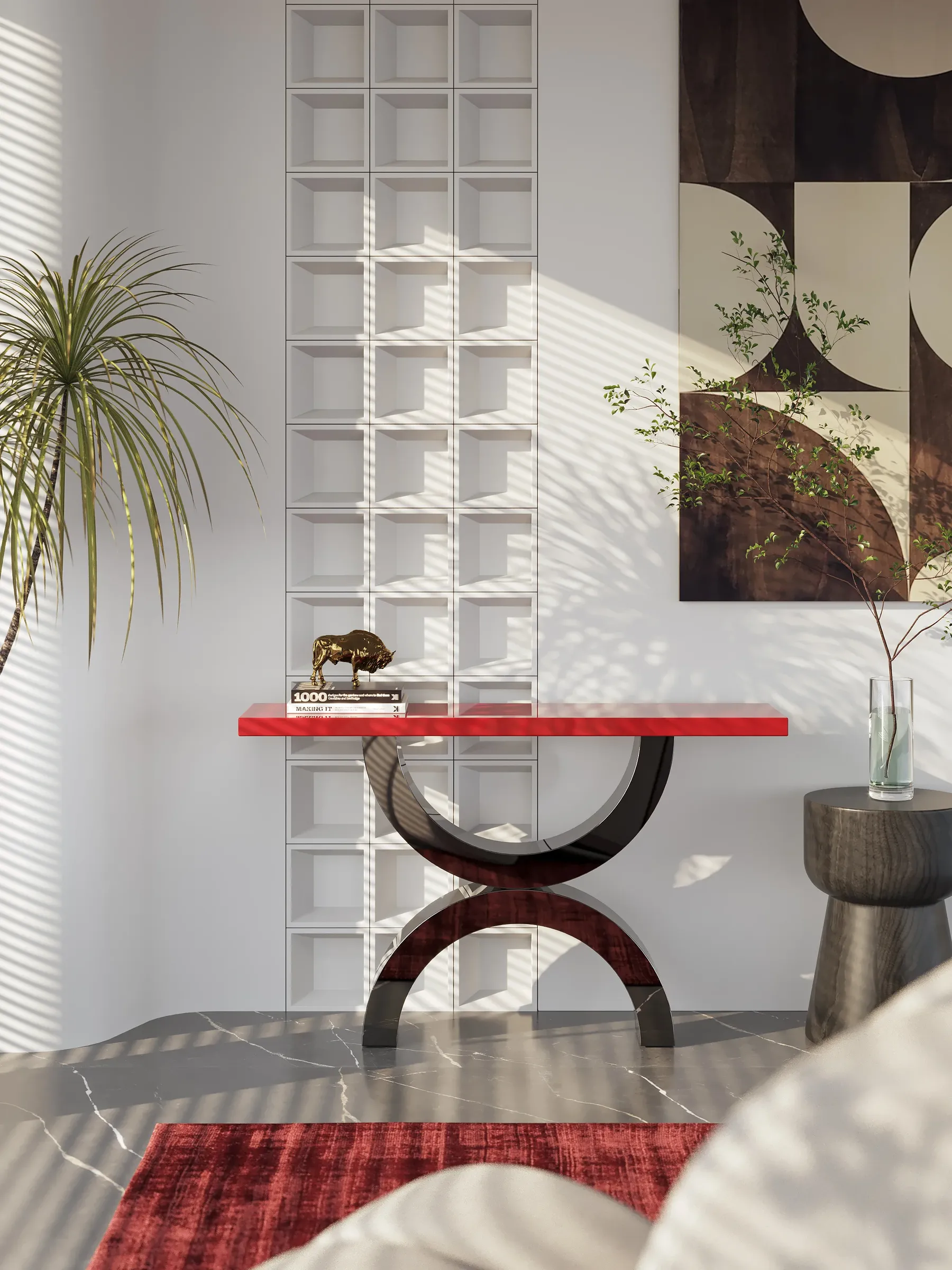 Droid Console in travertine stone