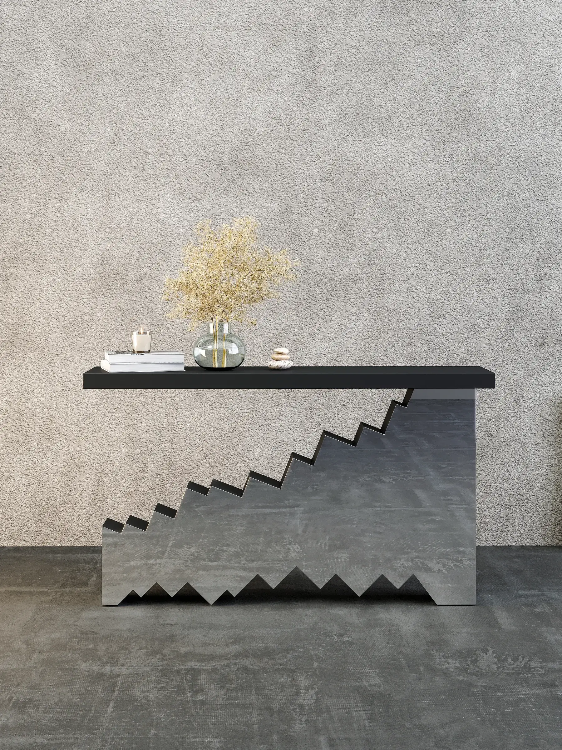 Rise Console in matte PU and stainless steel