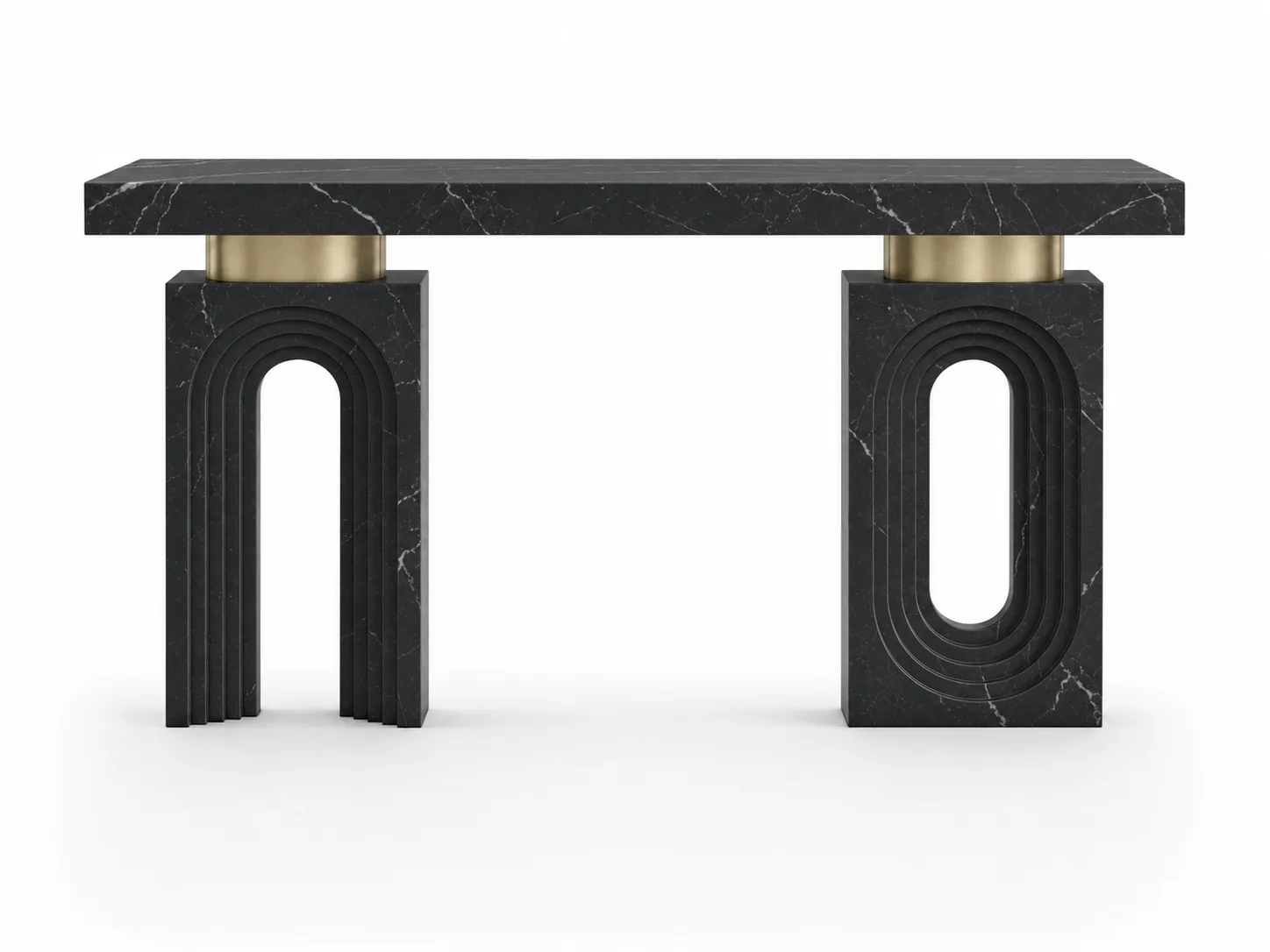 Arco Console in black finish, front view
