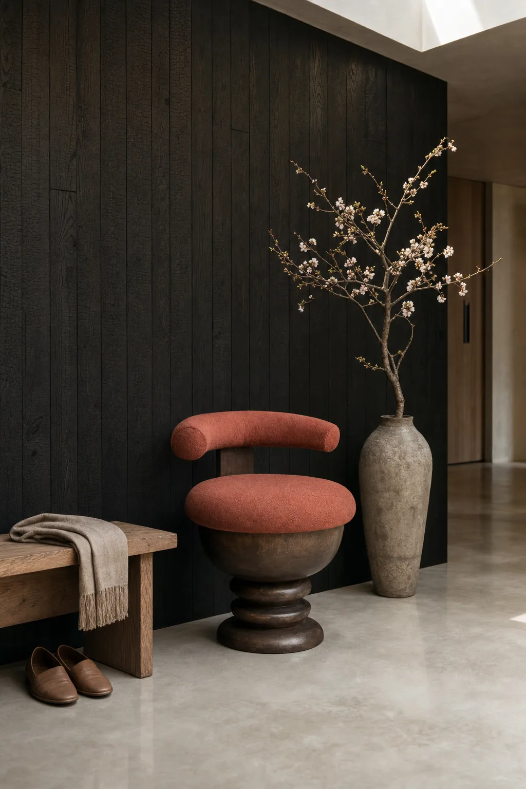 Contour Crescent Chair - Japandi entryway lifestyle