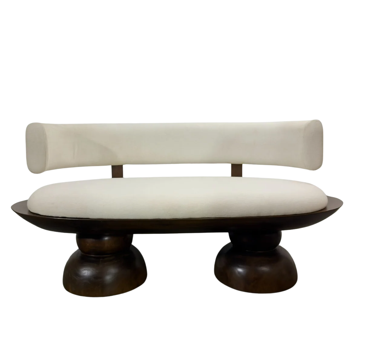 Contour Pebble Bench in wood and suede