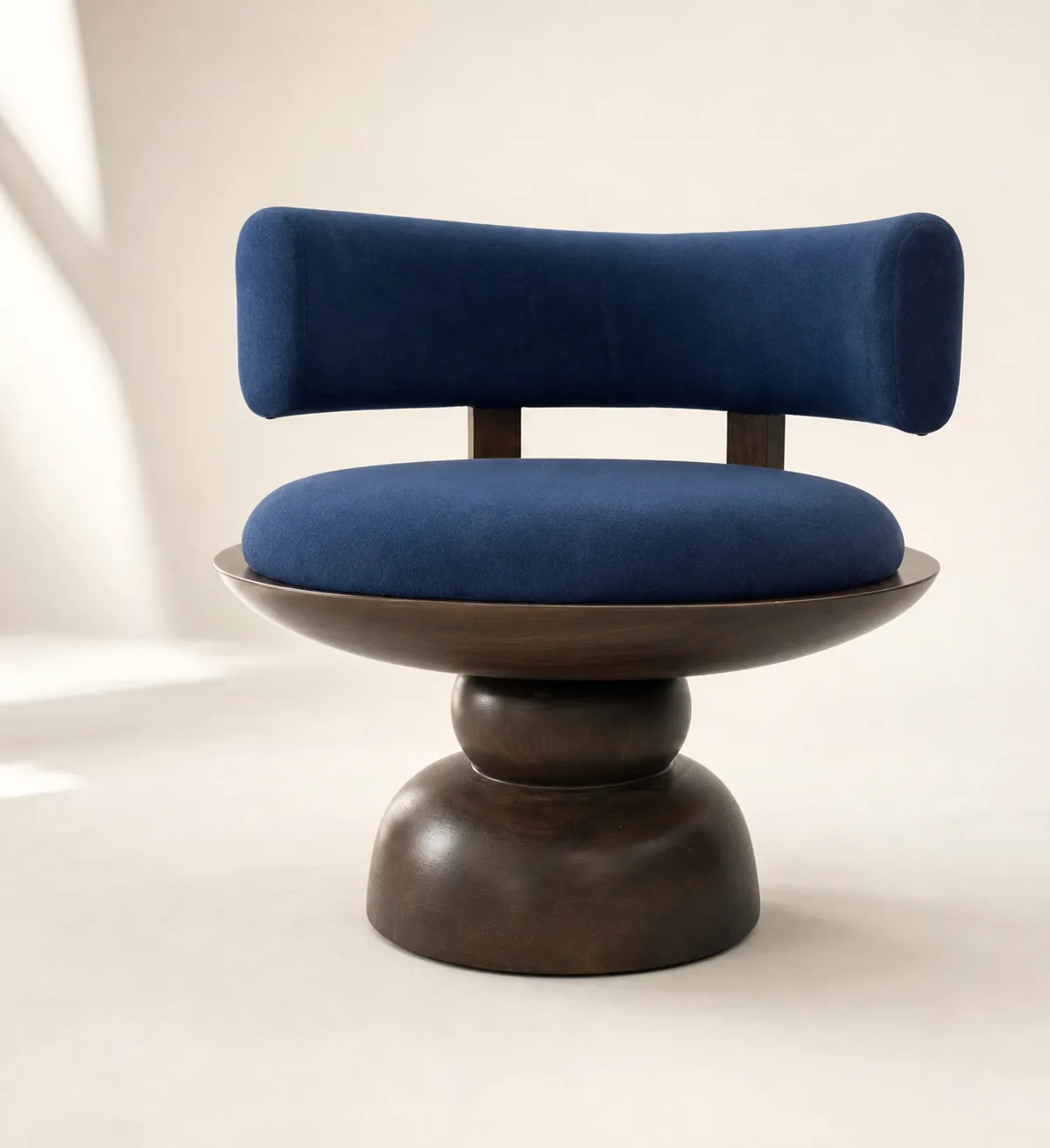Contour Pebble Chair in teak and suede