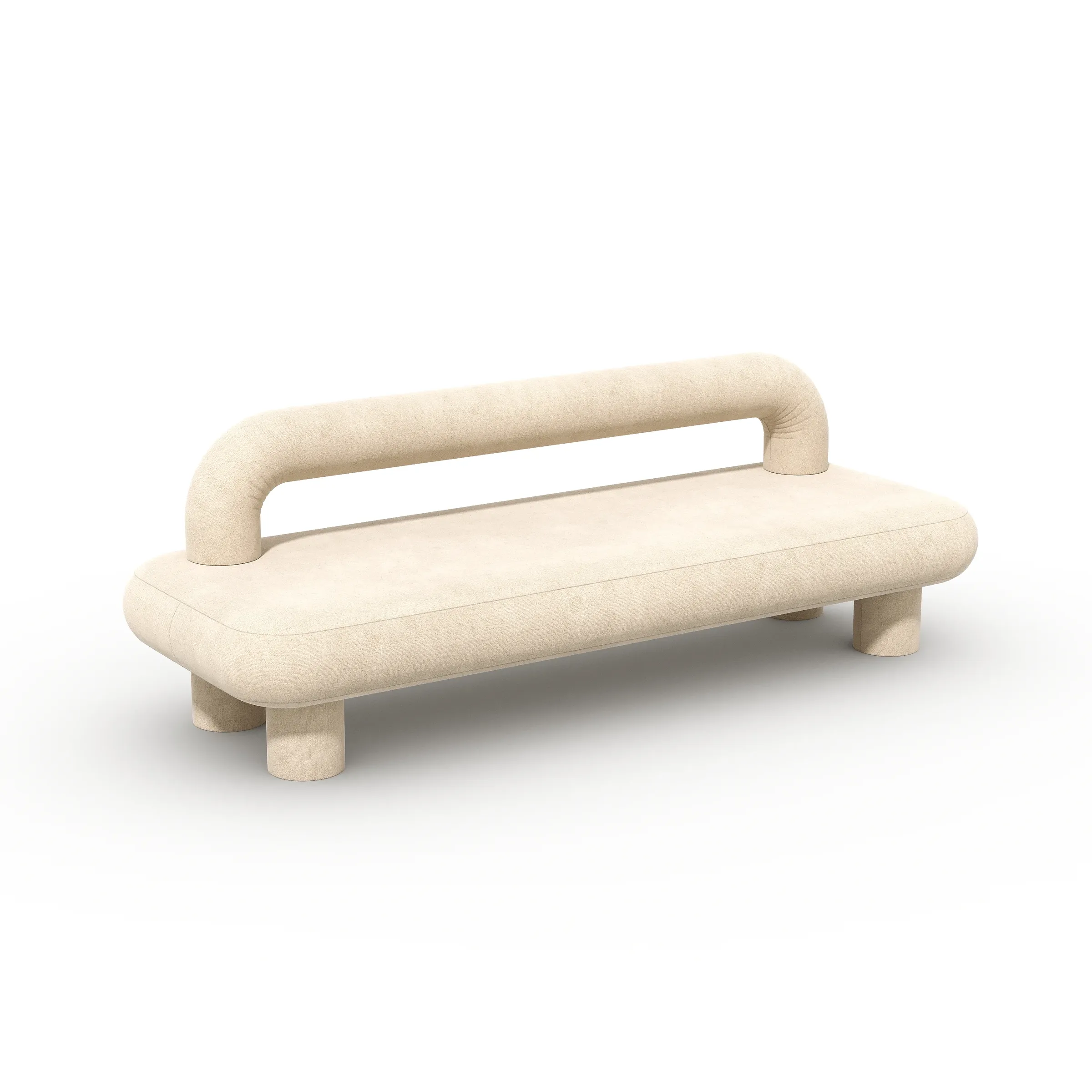 Fat Sofa - 3/4 view in cream suede fabric