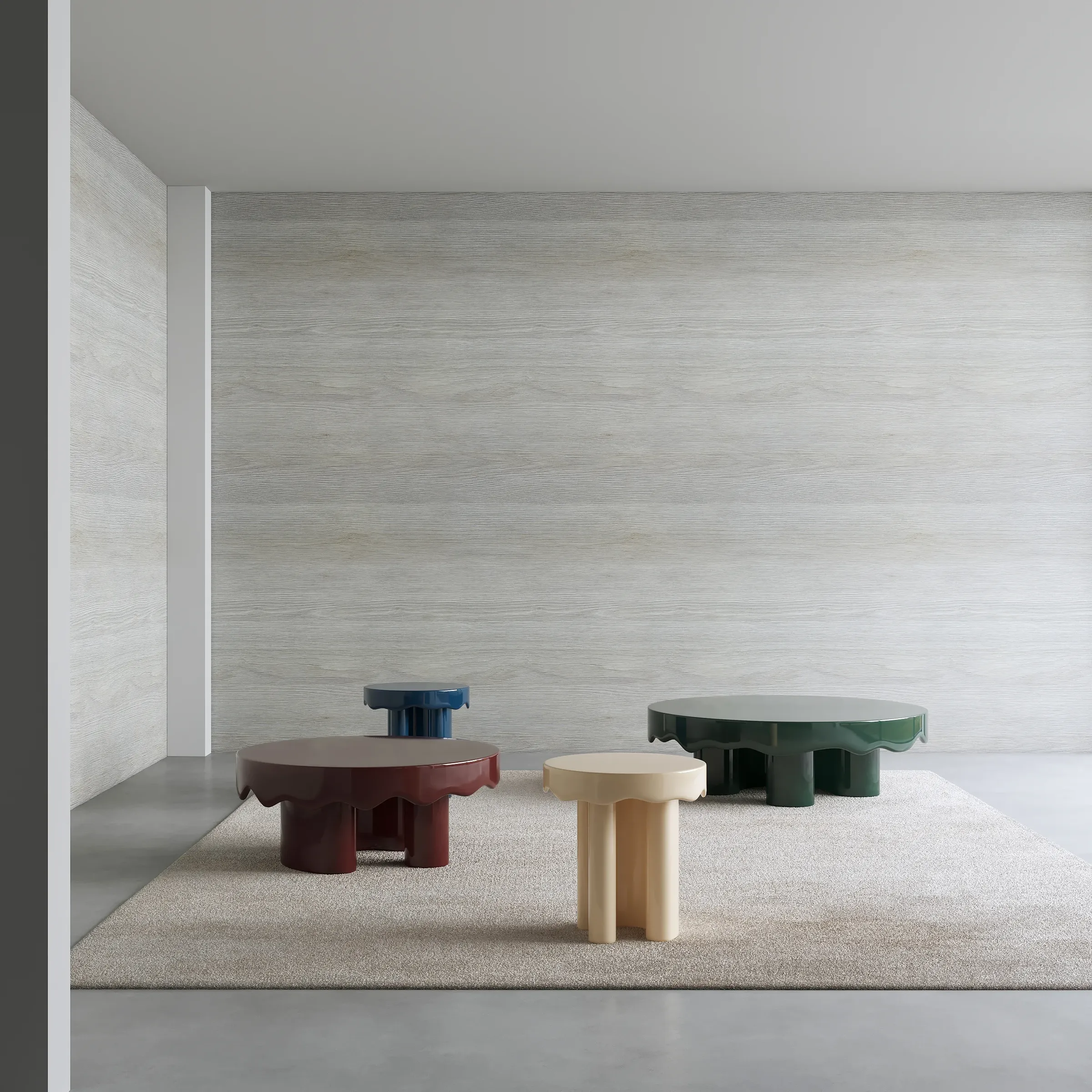 Melt Side and Center Tables in wood finish